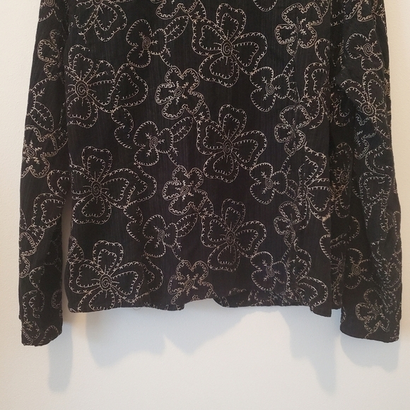 FLAX Jeanne Engelhart Embroidered Floral Jacket 100% Cotton Sz Medium - Picture 3 of 9